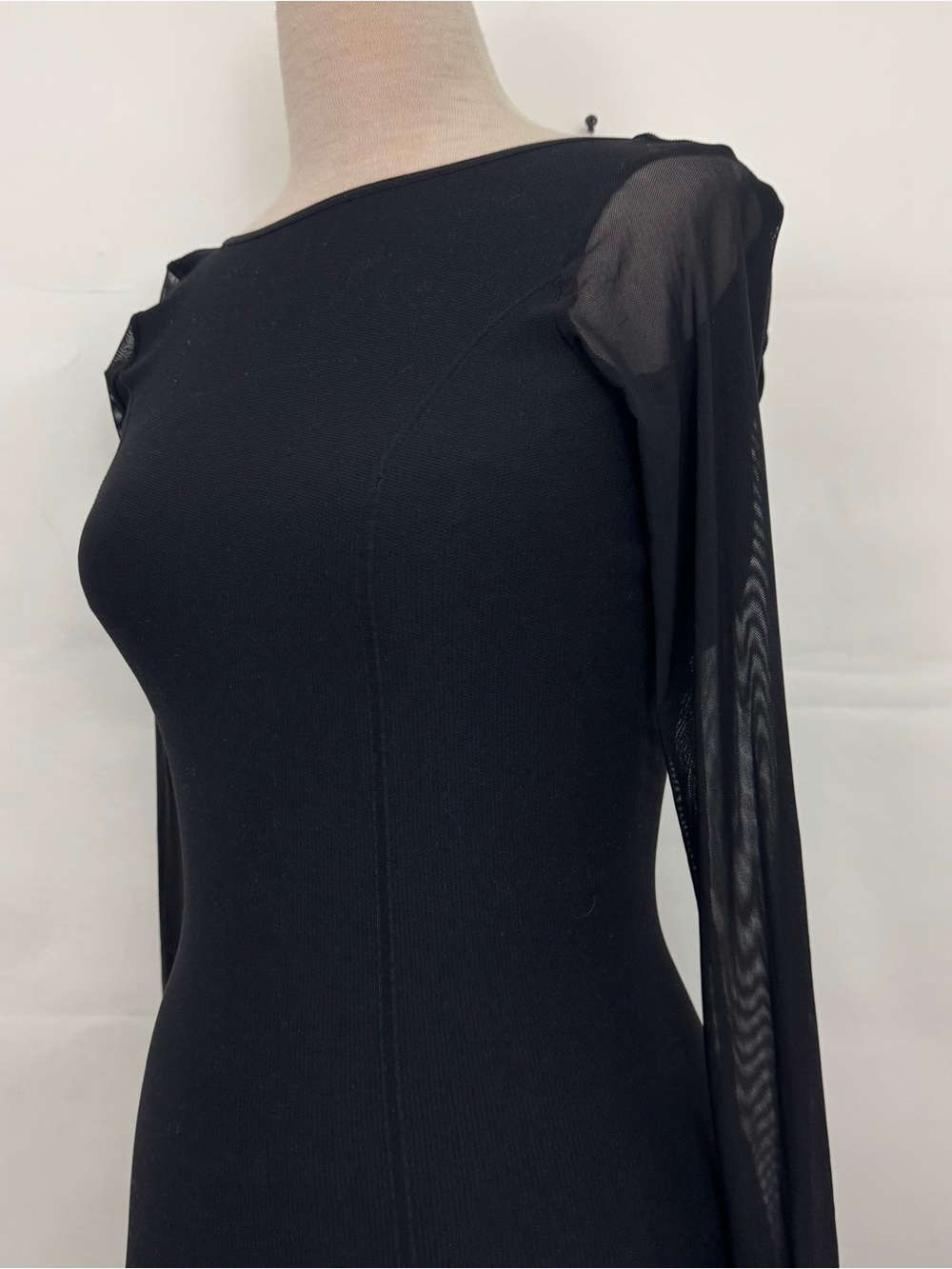 NWT Free People Intimately Scorpio Black Mesh Sleeve Bodycon Dress XS/S - Picture 3 of 5